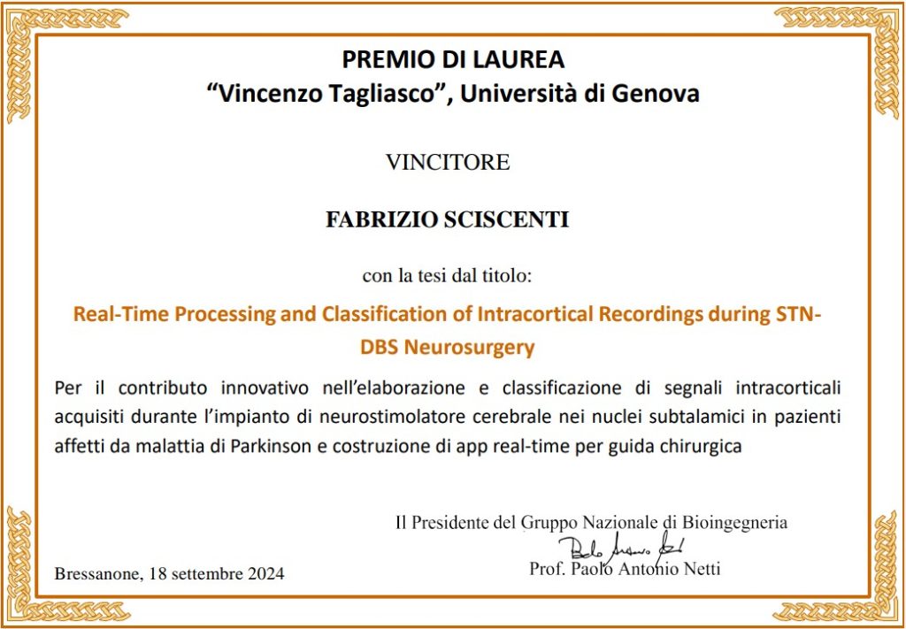 Vincenzo Tagliasco Award 2024